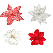 Glitter Artificial Poinsettia Flowers 10 Pcs Christmas Decorations for Tree Garland Rattan Accessories