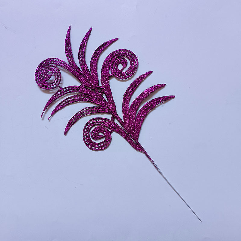 Christmas Gold Glitter Plastic Leaf Ornaments 2-Pack - 15.7" Length 7.5"Width | Sparkly Cutout Decor for Christmas Trees