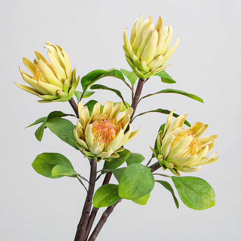 Single Stem Protea King Artificial Flower, 25" Tall, Silk-Like Fabric, Perfect for Weddings and Home Decor