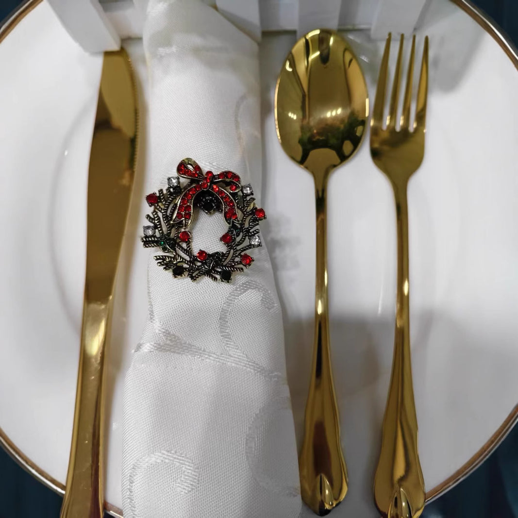 Vintage Wreath Napkin Rings - Alloy Napkin Holders for Hotel Decor & Table Settings