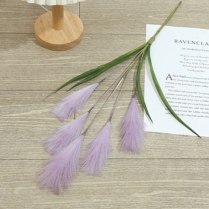 20" Artificial Pampas Grass Stem, Single Feather Reed Stem for Wedding Centerpieces & Home Decor, Realistic Faux Silk Pampas