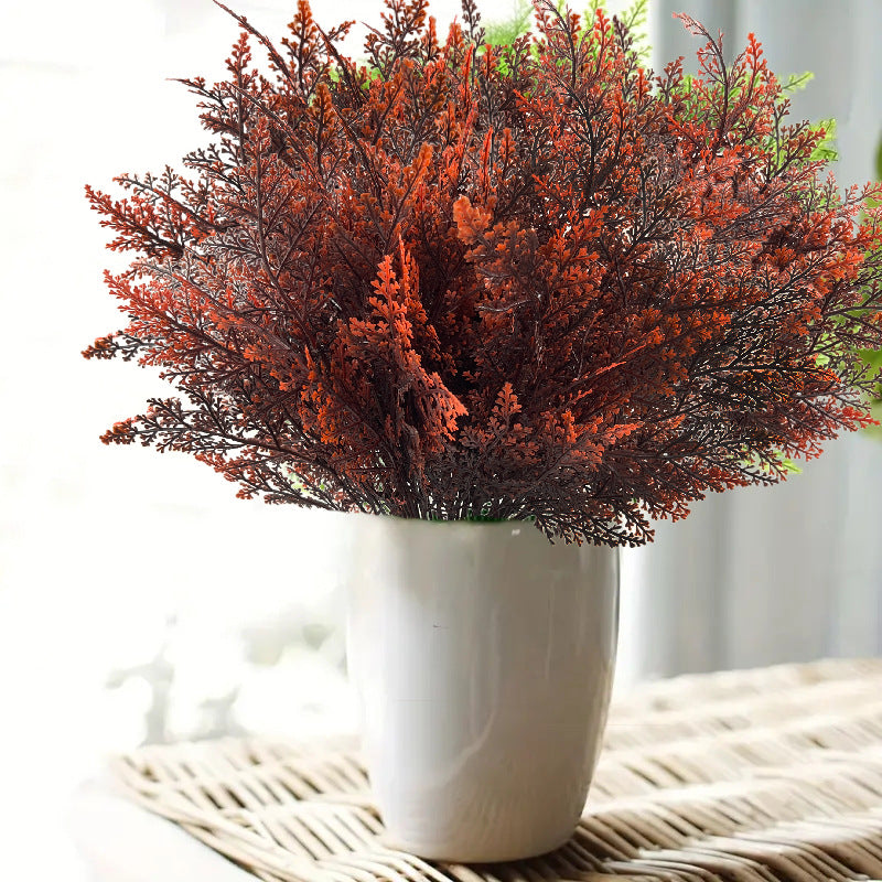 Artificial Boston Fern Bush, 7-Branch Faux Greenery Stem, Plastic PE/PVC, Indoor Outdoor, Wedding & Home Decor