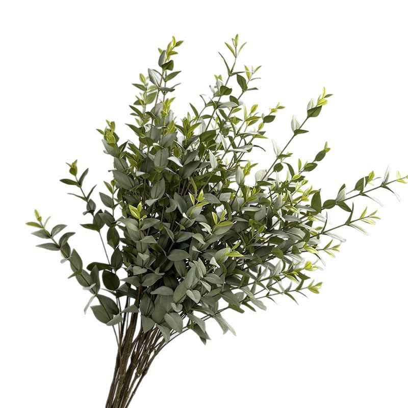 Artificial Eucalyptus Stem, Single Stem with 9 Branches, Faux Silk Fabric Greenery, Bendable, for Wedding, Home Decor & Events