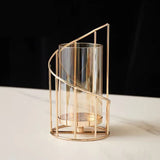 Bulk 1pc Golden Glass Flower Vase With Metal Frame Modern Geometric Candle Holders Wedding Home Decoration For Office Room Decor Home Decor Wholesale