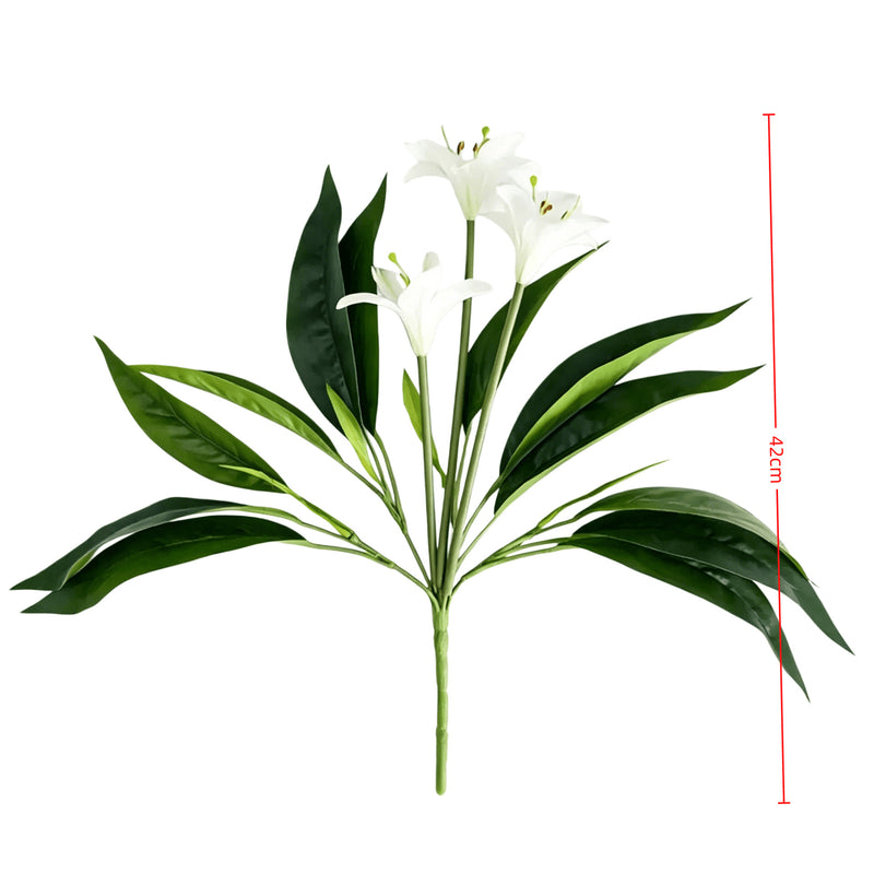 Artificial Lily Bouquet with 3 Blooms, UV-Resistant for Indoor & Outdoor Use
