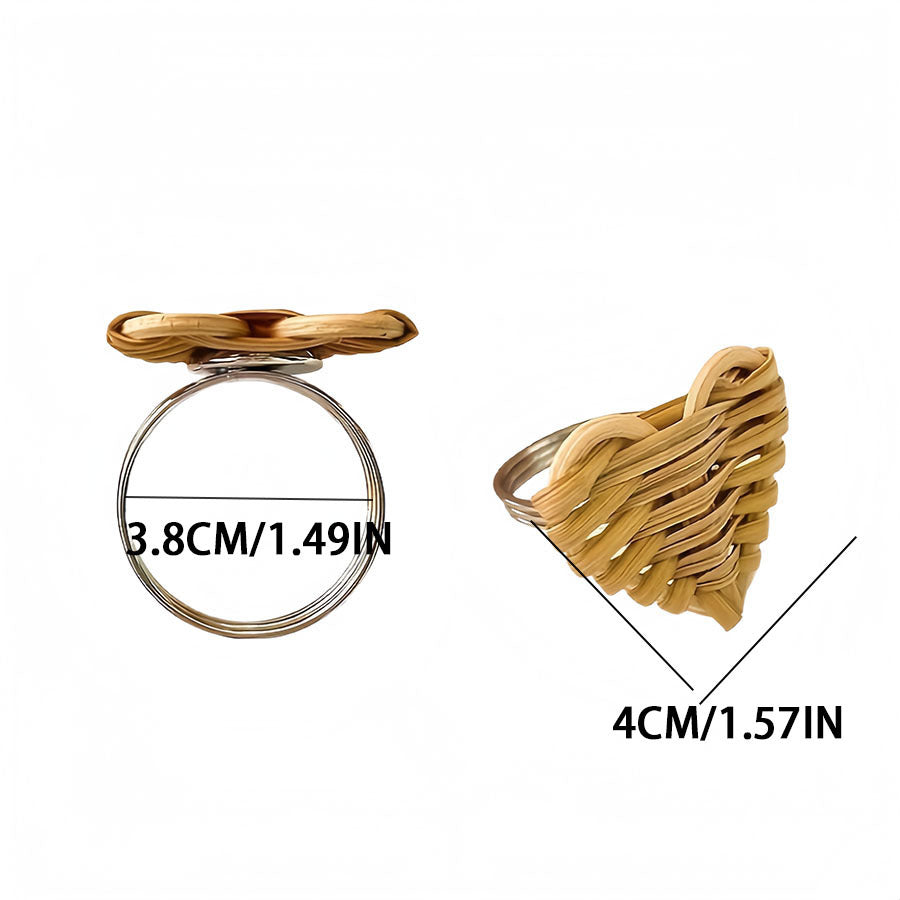 50 Pcs Natural Rattan Napkin Rings - DIY Craft Table Decor for Dinner Parties, Holidays, Home Dining - Handwoven Napkin Holders
