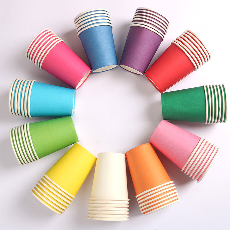 Bulk 100 Pcs Disposable Paper Cups 8.5OZ Colorful Thickened Paper Cups Wholesale