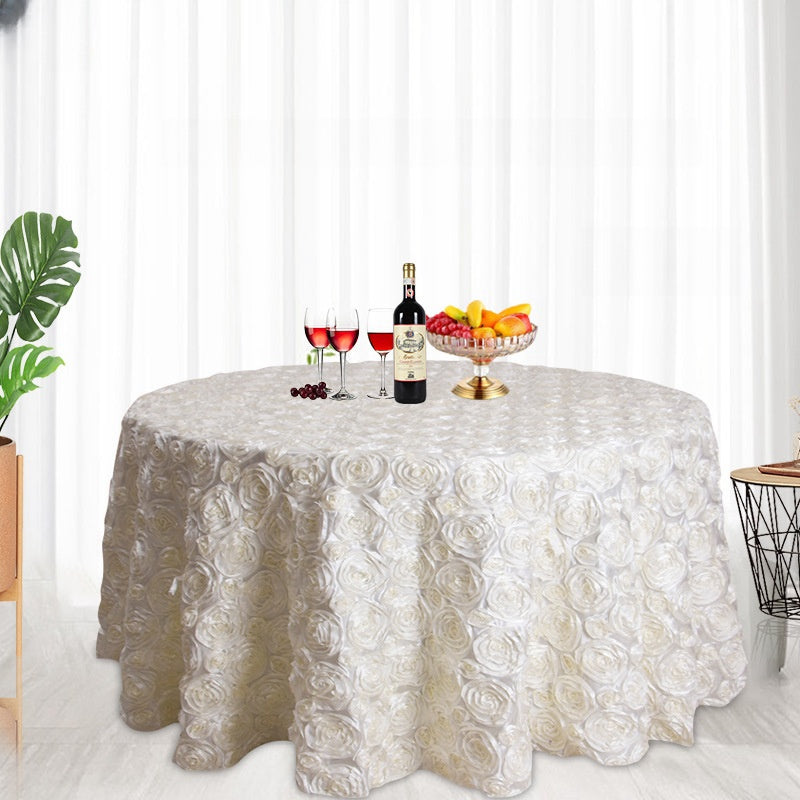 Bulk 47 Inch Round Tablecloths with 3D Floral Wholesale