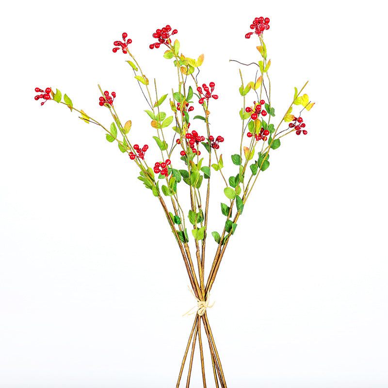 Artificial Berry Bouquet, Set of 6 Stems with 18 Blooms, 20" Long, Foam Material for Home Decor & Floral Arrangements