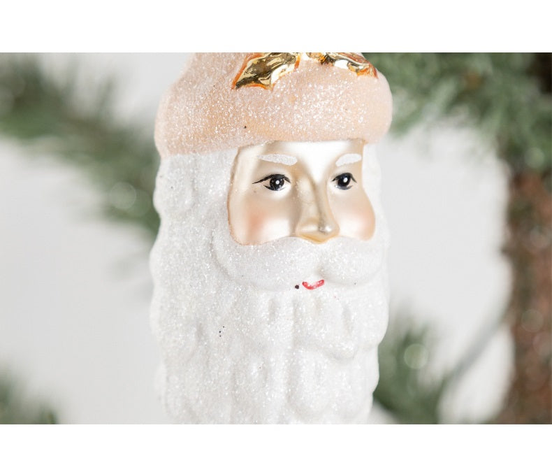 Christmas Ornaments Icicle Santa Glass Hanging Decorations with Chain for Xmas Tree, Bulk Wholesale Set
