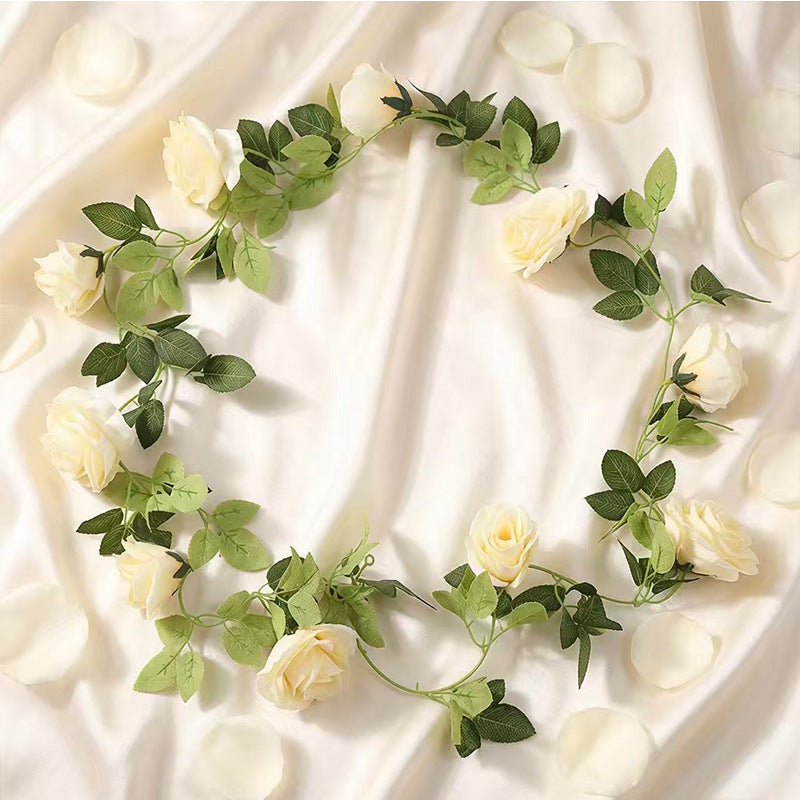 Artificial Rose Garland Vine, 10 Flower Heads, Faux Rose Vine for Wedding Arches, Hotel Décor & Home