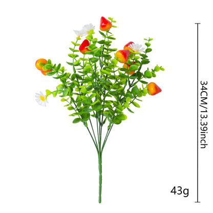 Wedding Decor Artificial Lemon Strawberry & Eucalyptus Bundle - 7 Stems per Bunch 5 Bunches per Pack 13.77" Faux Greenery for Bridal Bouquets Centerpieces