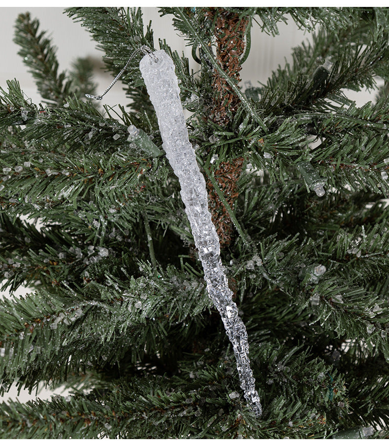Clear Acrylic Ice Strip Christmas Ornaments Bulk Hanging Decorations for Xmas Trees