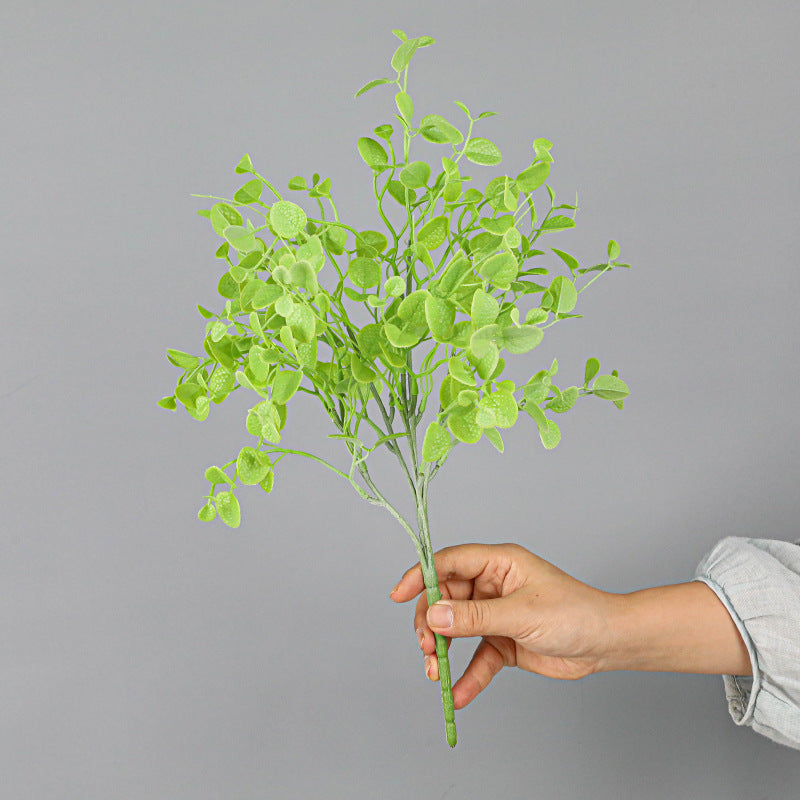 Artificial Dimple Grass & Persian Grass Bush with Eucalyptus Branches, 16" Plastic Greenery for Wall Decor & Vases