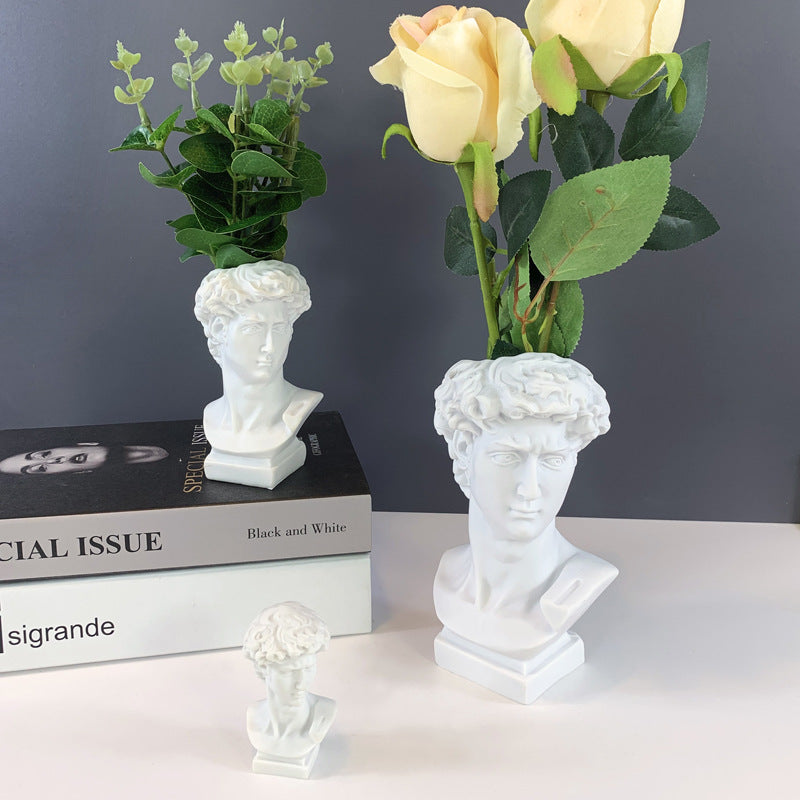 Bulk David Statue Flowers Vase Roman Style Bust Face Vase for Wedding Bookshelf Tabletop Office Home Flowers Art Ornaments Wholesale