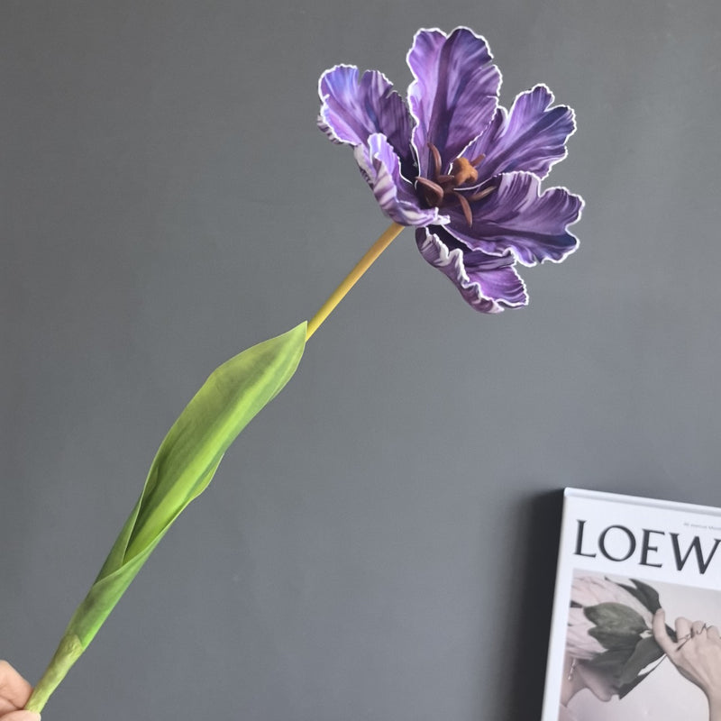 Single Stem Real-Touch Tulip, 27" Tall, Retro Style for Weddings, Home Decor, and Events