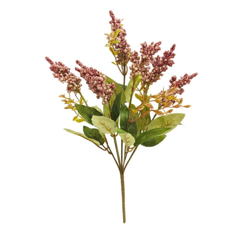 7-Bloom Wild Berry Foam Bush, 16" Tall, Faux Silk Flowers for Home Decor, Wedding Arrangements, and Events