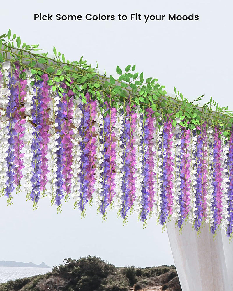 Bulk Wisteria Artificial Flowers 2025 Silk Touch Hanging Vine with UV Protection for Wedding Arch & Garden Party Decor Wholesale