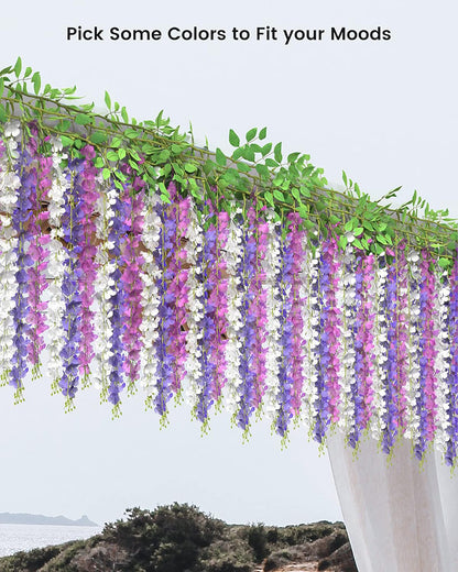 Bulk Wisteria Artificial Flowers 2025 Silk Touch Hanging Vine with UV Protection for Wedding Arch & Garden Party Decor Wholesale