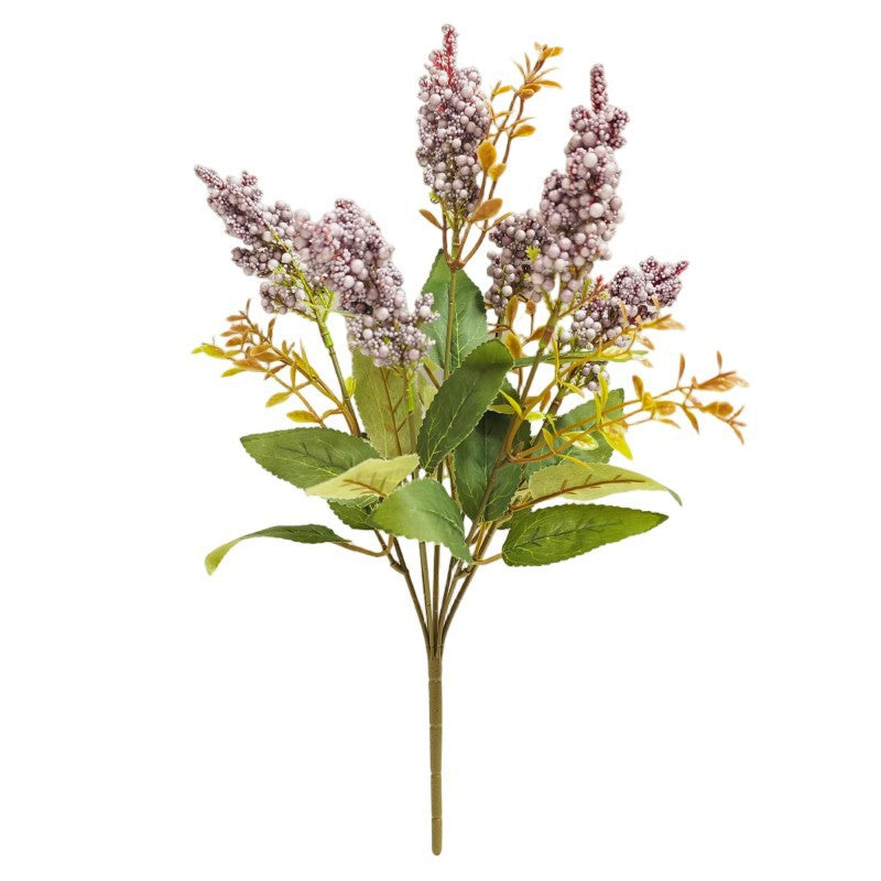 7-Bloom Wild Berry Foam Bush, 16" Tall, Faux Silk Flowers for Home Decor, Wedding Arrangements, and Events