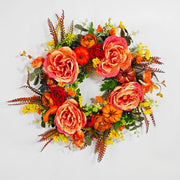 Artificial Peony Pumpkin Wreath 18 Inch Fall Harvest Thanksgiving Day Decor Bulk Wholesale