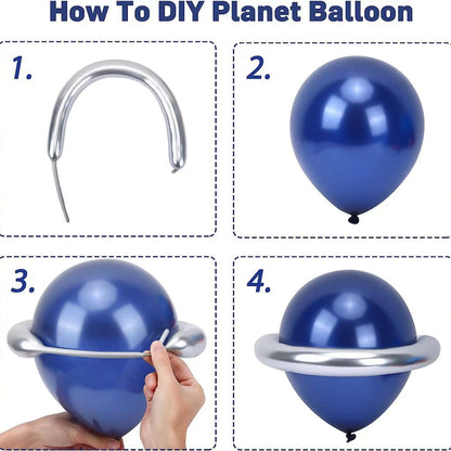 Space Astronaut Balloon Garland Kit - 2 Sets Space Theme Boys Birthday Party Decorations Retro Navy Blue Latex & Foil Balloons for Galactic Celebrations