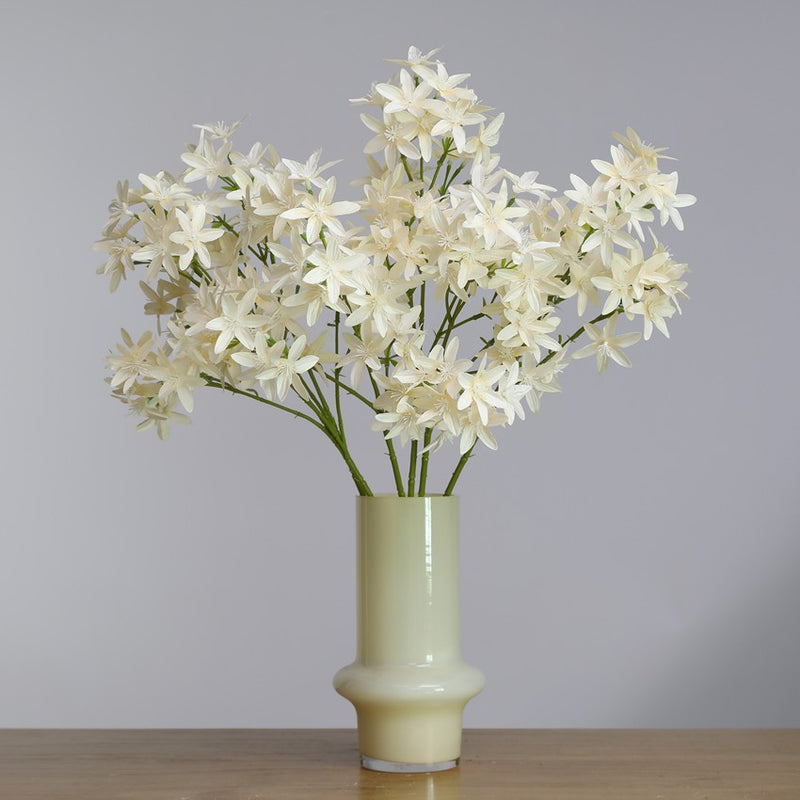 Artificial Star Orchid Bush, 3-Fork 6-Point Faux Silk Flower Stem, for Wedding, Home & Hotel Decor