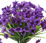 Bulk 24 Violet Artificial Flowers 2025 UV Proof Marine Grade Outdoor Farmhouse Weddings Patio Hanging Planters Weatherproof Wholesale