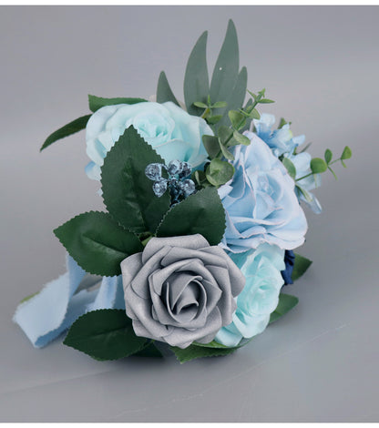 Bulk Blue Wedding Bouquets 2025 Silk Bride Bridesmaid Collections Hypoallergenic Florals Boho Beach Weddings Vintage Themes Wholesale