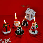 3 Pcs Christmas Candle Set with Santa Claus, Xmas Tree, Pine Cone in Gift Box for Holiday Home Decor