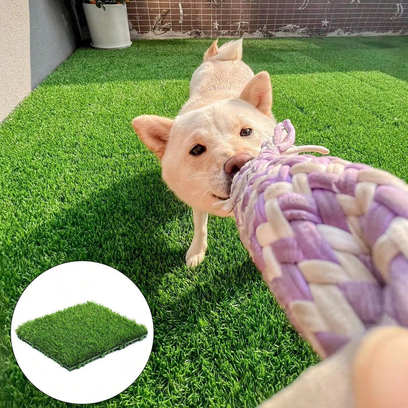 Artificial Grass Mat Tiles, 2-Piece Interlocking Faux Turf Pads, 1" Pile Height, Dog Potty Patch, Patio, Garden & Wedding Decor
