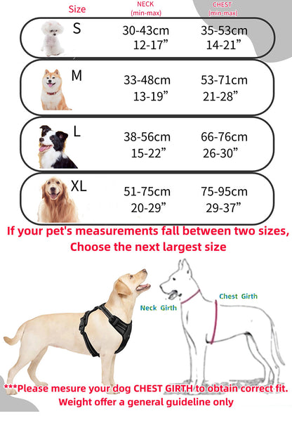 Premium No Pull Dog Harness Oxford Reflective Padding Adjustable Soft Padded Training Walking Hiking Secure Control