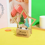 Wooden Merry Xmas Ornament Set with Hollow-out House, Star & Tree Designs for Tabletop Decor, Bulk Pack