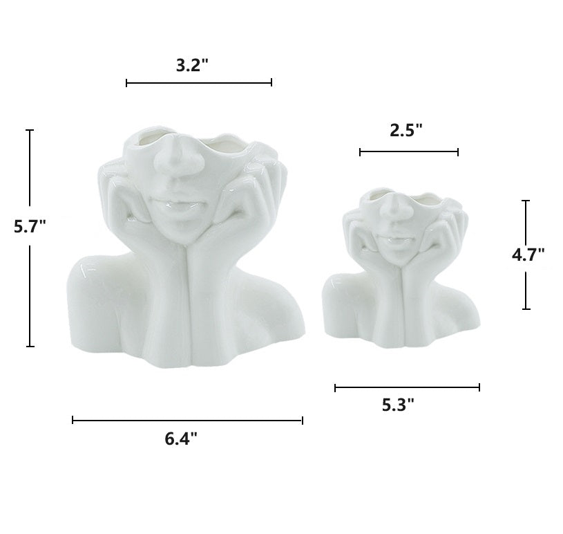 Bulk 1pc Boho Vases Double Hand Face Arm Half Body Portrait Decoration Vase Desktop Decoration for Home Living Room Office Bookshelf Wholesale
