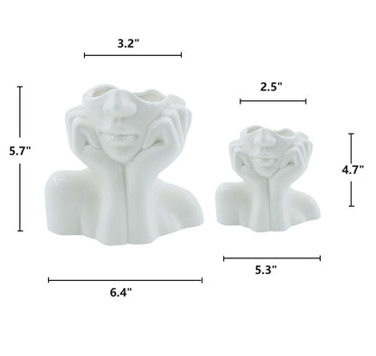 Bulk 1pc Boho Vases Double Hand Face Arm Half Body Portrait Decoration Vase Desktop Decoration for Home Living Room Office Bookshelf Wholesale