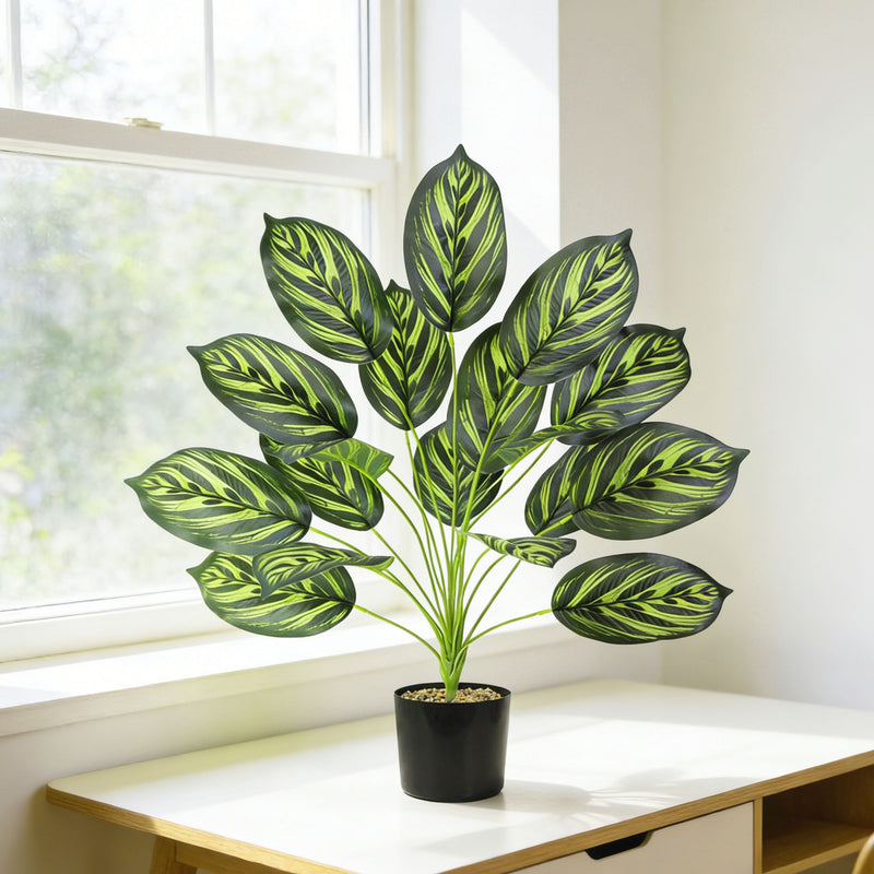 Artificial Golden Pothos Leaf Plant in Pot, 17" Tall, Realistic PVC Foliage for Home, Office, Wedding, and Event Decor