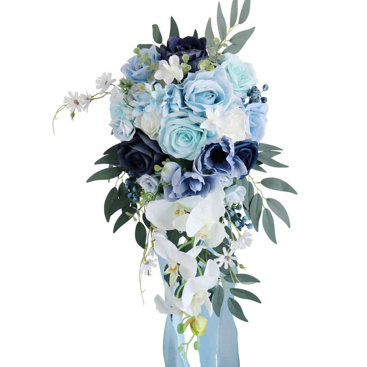 Bulk Blue Wedding Bouquets 2025 Silk Bride Bridesmaid Collections Hypoallergenic Florals Boho Beach Weddings Vintage Themes Wholesale