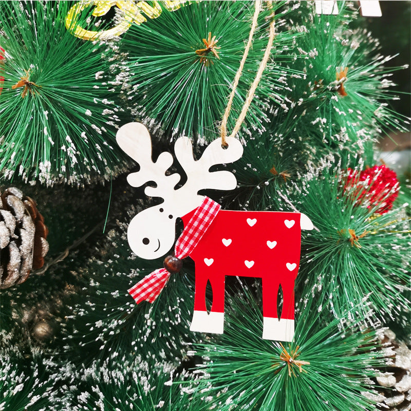5 Pcs Elk Hanging Ornaments with Rope for Christmas Party Home Decor Bulk Set