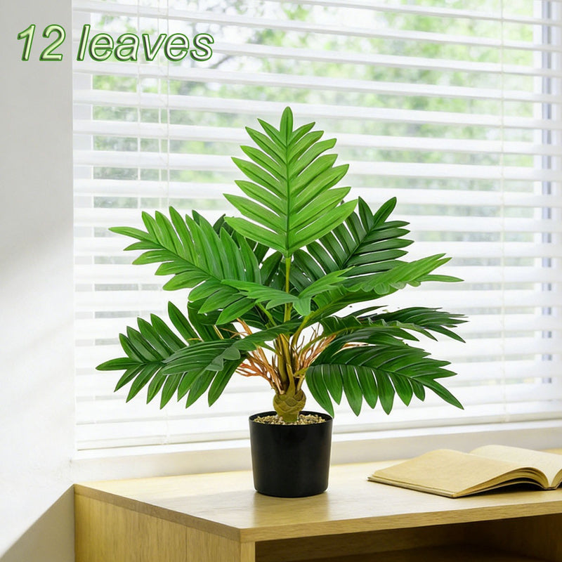 17" Artificial Traveler's Palm Bush with 12 Leaves, Indoor/Outdoor Decor, Wedding, Event, and Home Styling