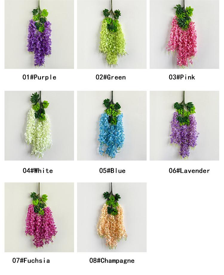 Bulk 12 Pack Wisteria Artificial Flowers Vines Rust Proof  Chains Fade Proof for Wedding Arch Garden Wall Outdoor Decor Wholesale