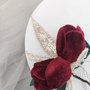Velvet Tulip Corsage 12 Pcs Bulk Artificial Flowers for Bride Bridesmaid Wedding Party