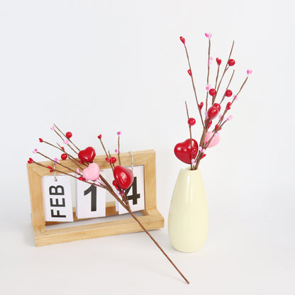 Valentine's Day Heart Berry Decor Stem (13") - DIY Floral Arrangement for Valentine's | As Pictured