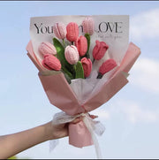 Handmade Artificial Knitted Tulip Bouquet, 10 Pcs Crochet Flowers for Wedding Decor