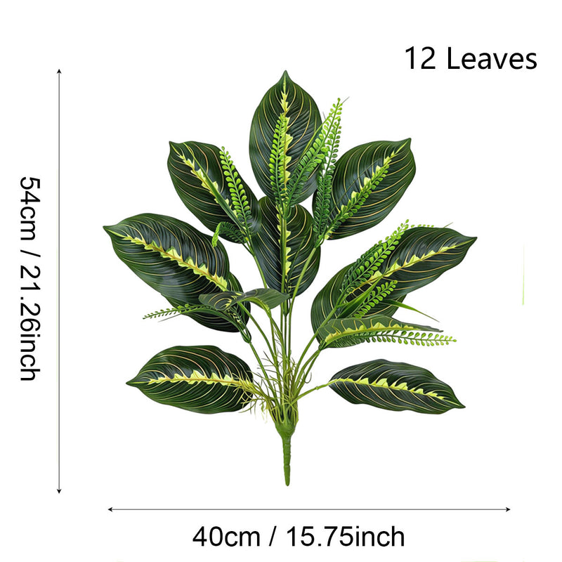 Artificial Calathea Plant, 17 Inch Tall, Realistic Plastic Greenery for Home, Office, Wedding Decor
