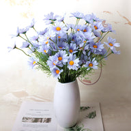 Premium 8 pcs Lifelike Silk Daisy Flowers - UV-Resistant Artificial Blooms for Porch Planters Garden Accent All-Season Décor