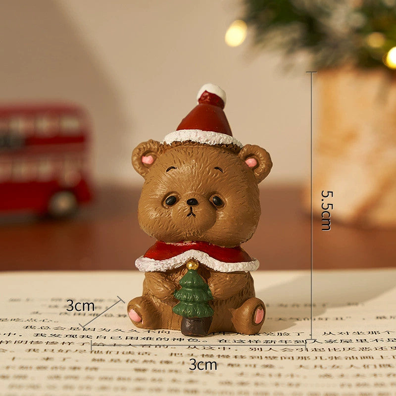 4-Pack Mini Christmas Figurines (2-2.8 Inches) - Tabletop Decor & Stocking Stuffer Gifts