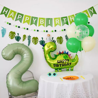 Dinosaur Birthday Party Decoration Set - Green Themed Balloons Banners & Props for Kids’ Birthday Photo Backdrop for Toddler Boy & Girl