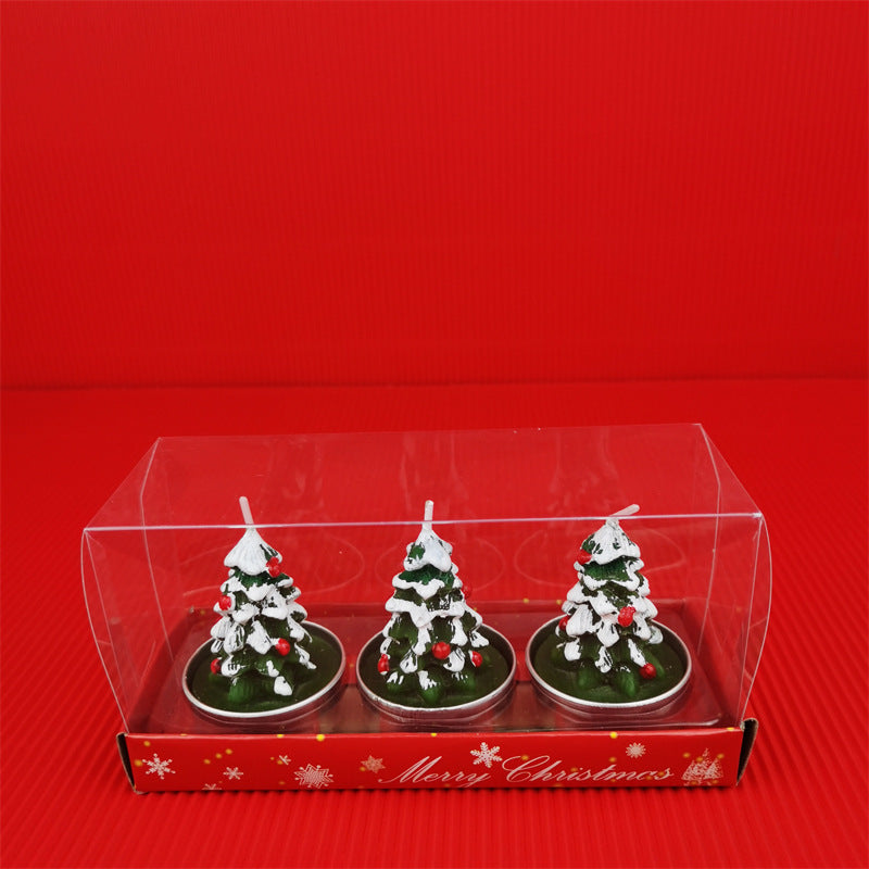 3 Pcs Christmas Candle Set with Santa Claus, Xmas Tree, Pine Cone in Gift Box for Holiday Home Decor