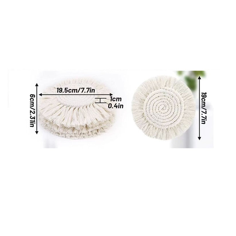 Bulk 2 Pcs Boho Hand-Woven Coasters with Tassel For House Warming Gifts Wholesale