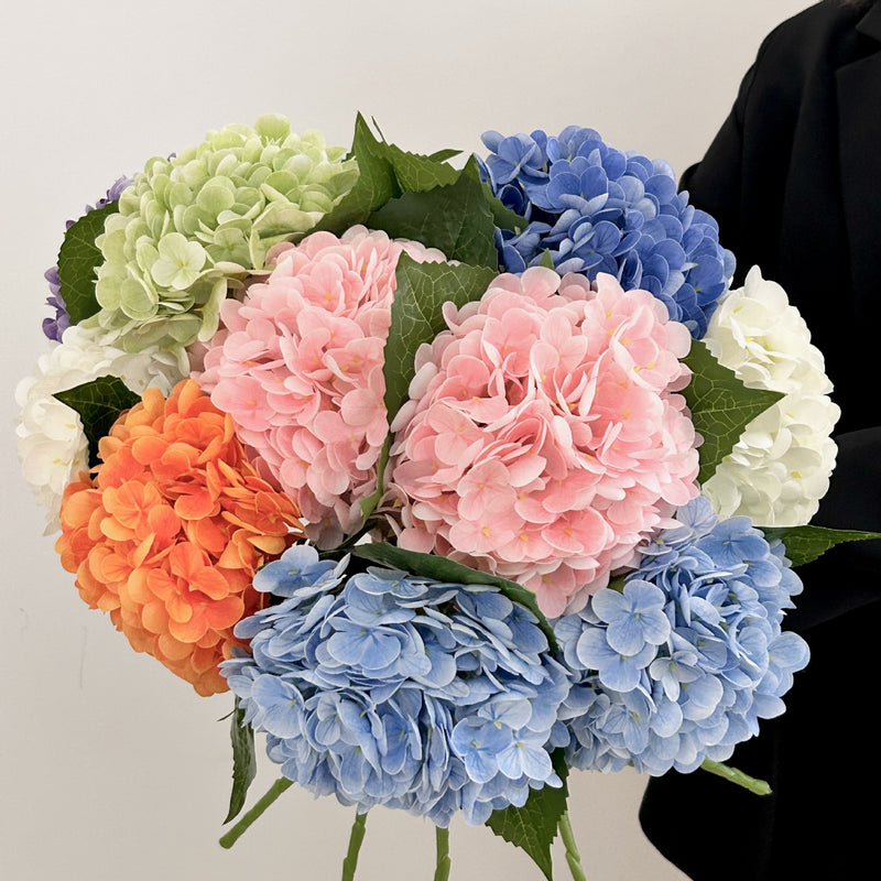 Single Stem Hydrangea Artificial Flower, 20" Silk-Like Fabric Hydrangea, Perfect for Weddings, Events, and Home Decor